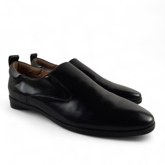 AEROSOLE Menswear Inspired Womens Black Glossy Leather Loafer Minimalist 9.5 - Picture 6 of 13